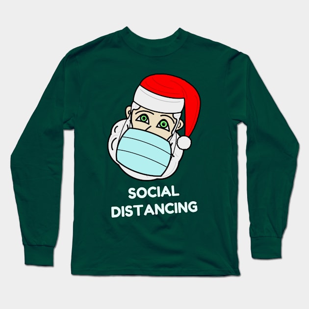 Santa Claus with a face mask - "Social distancing" Long Sleeve T-Shirt by Artemis Garments